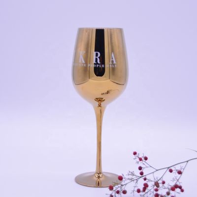 qualità Bicchiere di vino cristallino placcato in oro da 16 oz con logo deccale come regalo fabbrica
