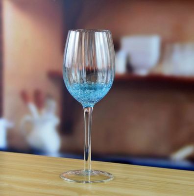 qualità Bicchiere di vino blu d'oceano fatti a mano con bolle frizzanti fabbrica