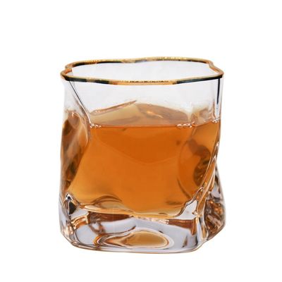 qualità Bicchiere di whisky artigianali irregolari con bordo dorato fabbrica