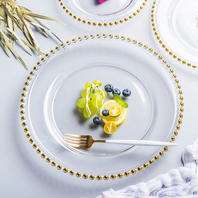 qualità Piastre di carica di vetro decorate d'oro fabbrica