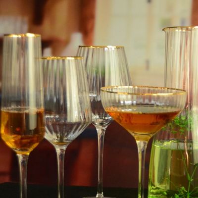 qualità Personalizzare Rame d'oro Strisci ottici Cristallo bicchieri cocktail fabbrica