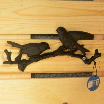qualità Antico muro montato in forma di uccello Black Iron Coat Hooks fabbrica