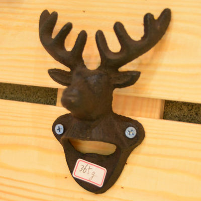 qualità Home Decor Deer Head Brown Rust Cast Iron Bottiglia Apritore fabbrica