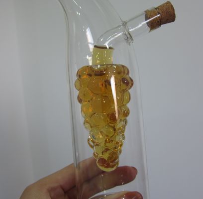 qualità Canister di vetro a doppio strato a forma di uva con coperchio per olio fabbrica
