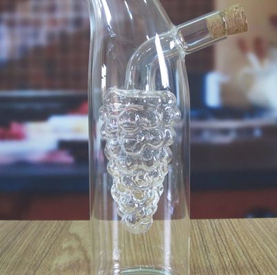 qualità Canister di vetro a doppio strato a forma di uva con coperchio per olio fabbrica