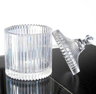 qualità Home Strisce in rilievo Contenitore di vetro grande con coperchio fabbrica