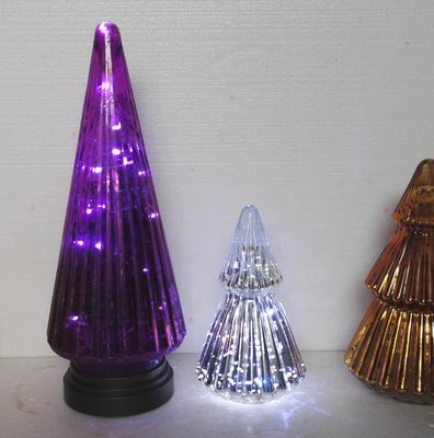 qualità Modello di vetro dell'albero di Natale dei supporti di candela di festa di Handblown LED fabbrica