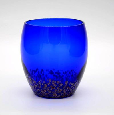 qualità Vaso di whisky blu massello di cobalto con pietra d'oro fabbrica