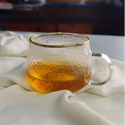 qualità Borosilicato martellato texture Tumbler bicchieri da bere con cerniera dorata fabbrica