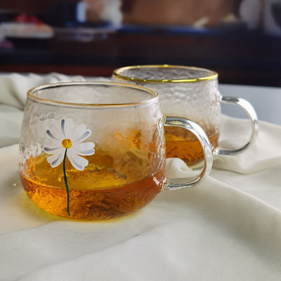 qualità Borosilicato martellato texture Tumbler bicchieri da bere con cerniera dorata fabbrica